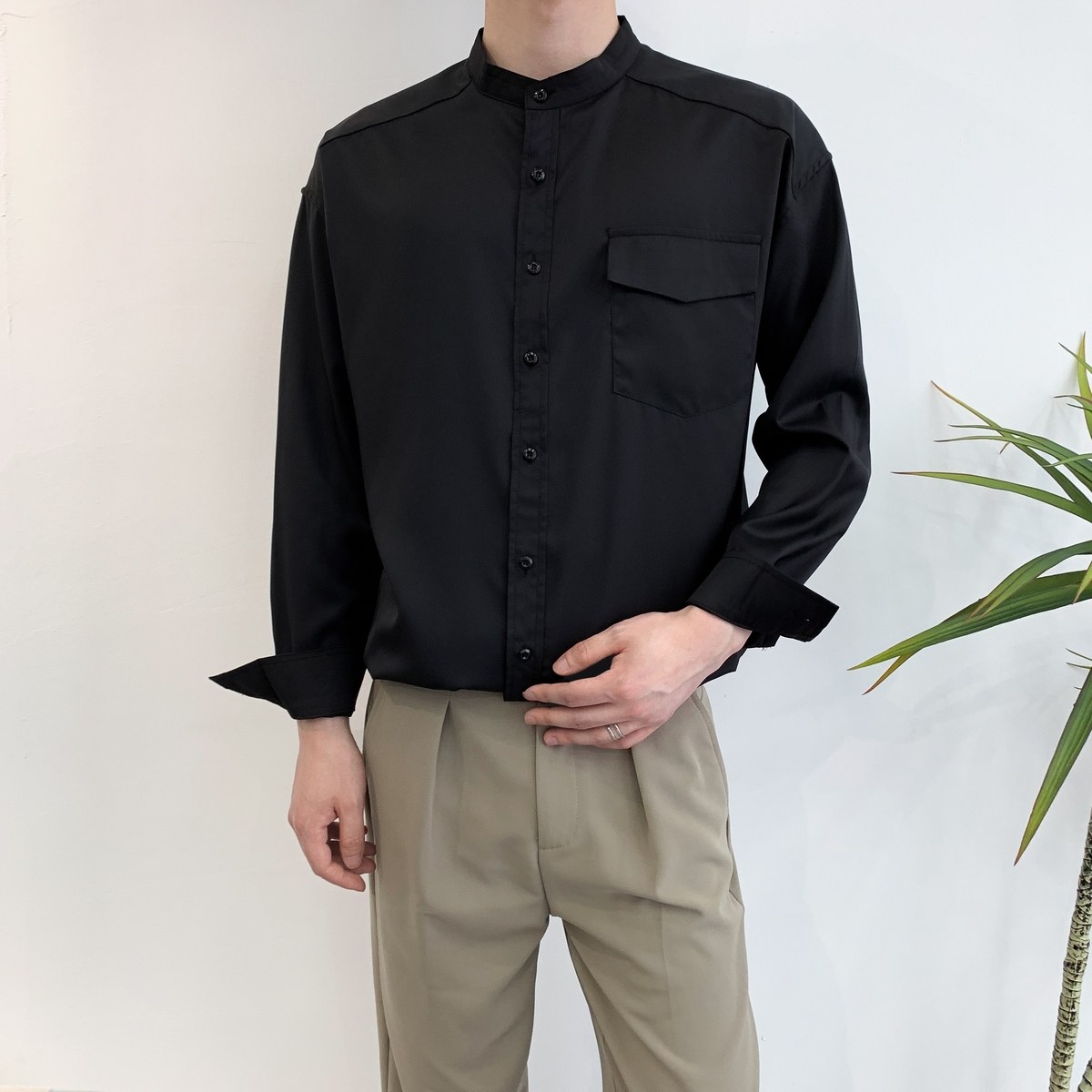 714A-D3036P45控69/2025春潮流男装衬衫宽松立领垂感衬衣禁欲系，男装衬衫，星座714A（原电商C314）