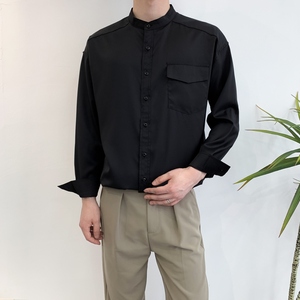 714A-D3036P45控69/2025春潮流男装衬衫宽松立领垂感衬衣禁欲系,男装衬衫,星座714A（原电商C314）