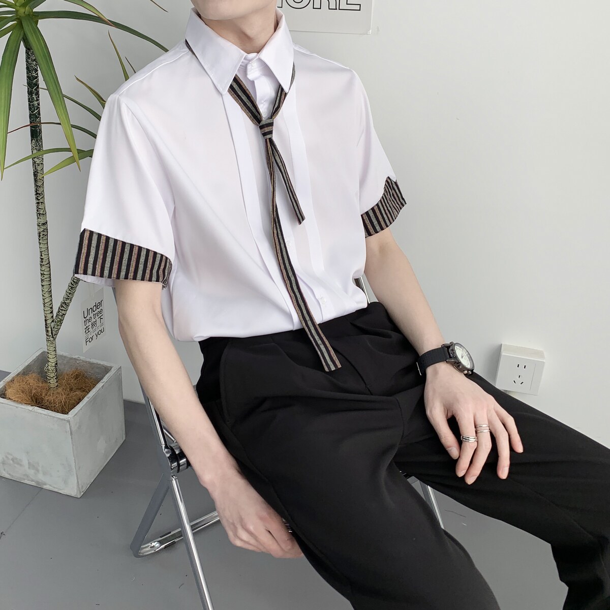 714A-D641P45控69/2025夏季男士长袖衬衫工作服衬衣餐厅制服衬衣,男装衬衫,星座714A（原电商C314）
