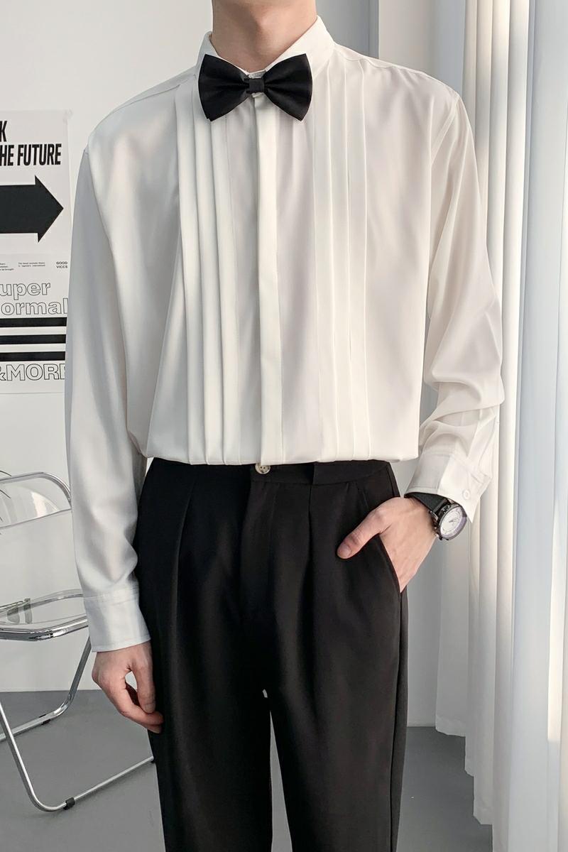 714A-D3051P45控69/2025春季新款发型师工作服伴郎礼服白斯文衬衣,男装衬衫,星座714A（原电商C314）