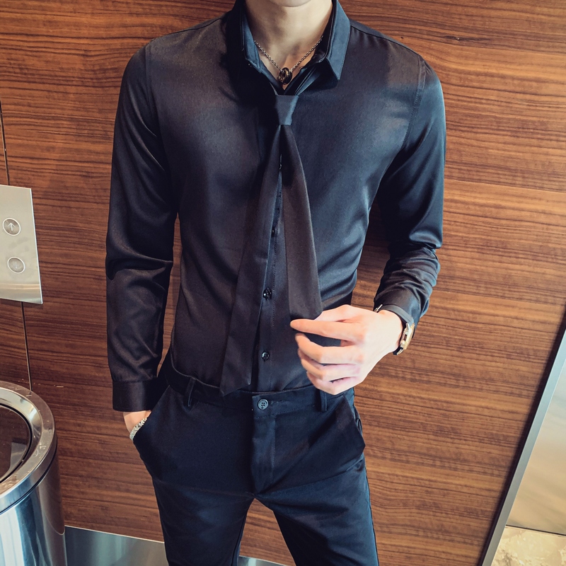 714-D18P45/店主风2025春季韩版修身工作服衬衫发型师夜店装衬衣，男装衬衫，星座714(原C313)
