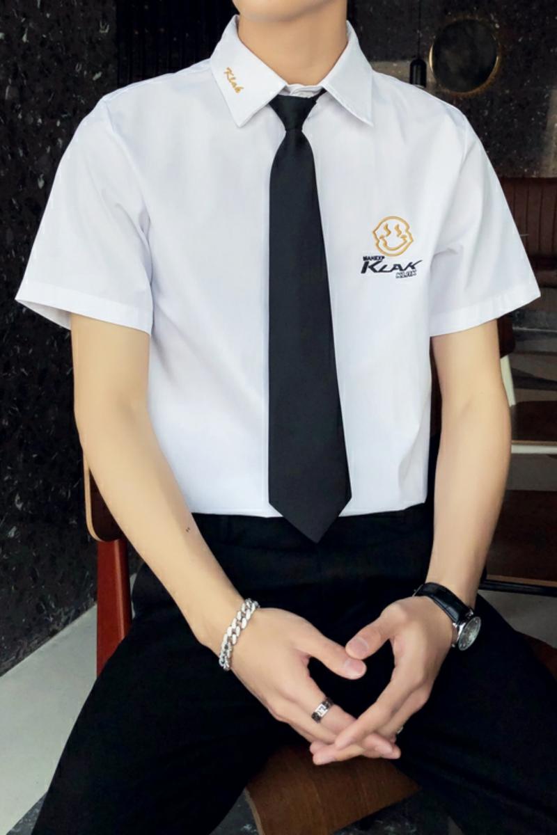 714A-C661P40/店主风2025夏季男士短袖衬衫简约白衬衣班服工作服,男装T恤,星座714A（原电商C314）