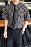 714A-D644P45/店主风2025夏季短袖衬衫条纹工作服衬衣休闲制服装，男装T恤，星座714A（原电商C314）