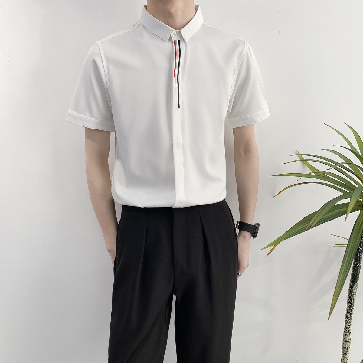 714A-9330P35控59/2025夏季新款修身简约工作服衬衫短袖衬衣潮,男装T恤,星座714A（原电商C314）