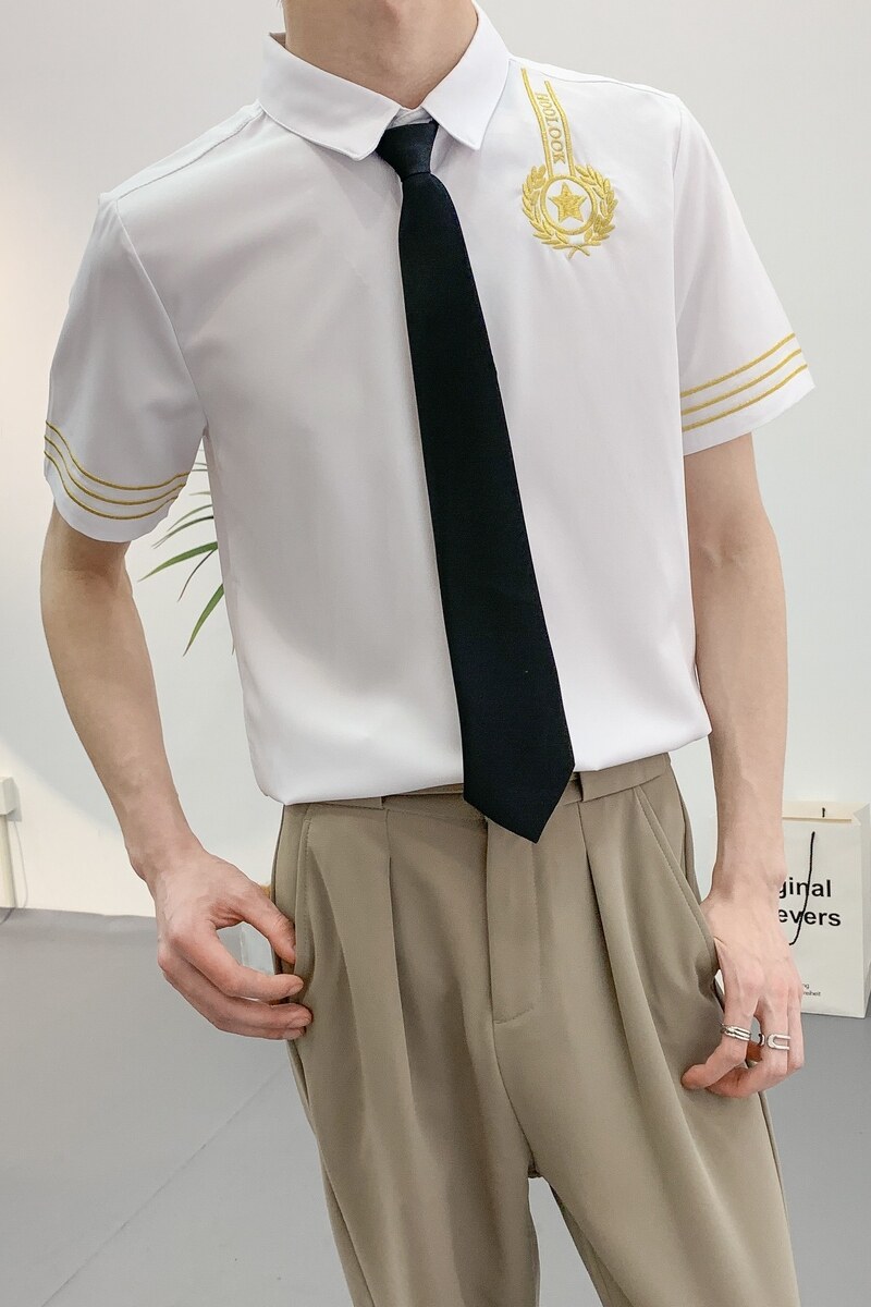 714A-C681P40控59/2025夏季新宽空少制服衬衫短袖半袖衬衣工作服,男装T恤,星座714A（原电商C314）