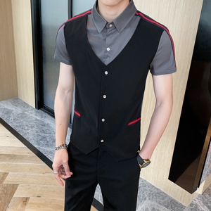 714-H672P55/店主风2025夏季男短袖修身工作衬衫发型师ktvS-5XL，男装T恤，星座714(原C313)