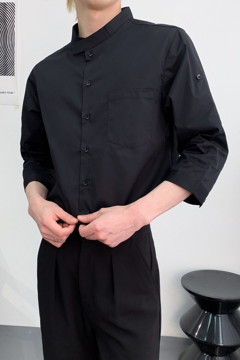 714A-F3076P50控69/2025春夏1分袖短袖两穿餐厅发型师工作服衬衫,男装衬衫,星座714A（原电商C314）