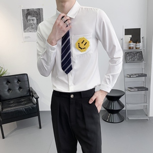 714A-C3068P40控69/2025秋季衬衫发型师制服衬衣奶茶咖啡店制服图片