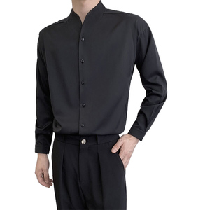 714A-D3041P45控69/2025秋季理发店工作服日系潮版制服立领风图片