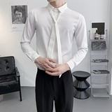 714A-D18特P35控59/2025秋季长袖简约白衬衫理发店酒吧夜店工作服，男装衬衫，星座714A（原电商C314）