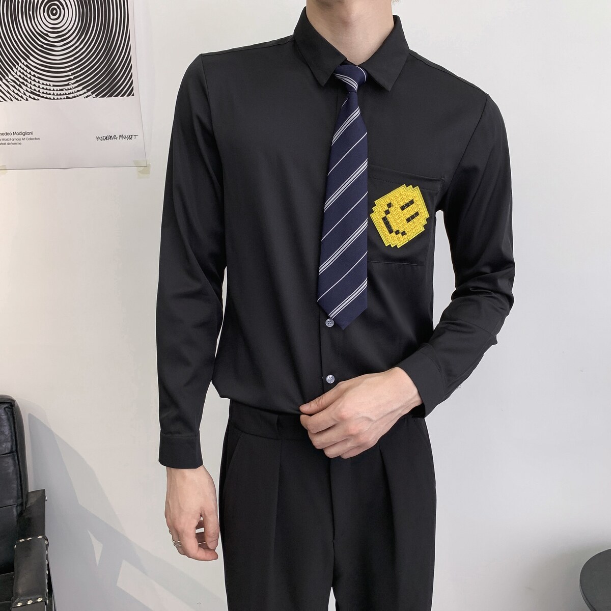 714A-C3068P40控69/2025秋季新团体衬衫发型师制服衬衣奶茶咖啡店,男装衬衫,星座714A（原电商C314）