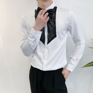 714A-D605P45控69/2025秋季新款团体发衬衫发型师夜店制服衬衣图片