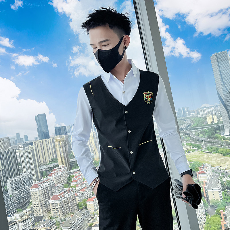 714A-H667P55控75/2025春季男士假两件衬衫简约制服ktv酒吧衬衣潮,男装衬衫,星座714A（原电商C314）