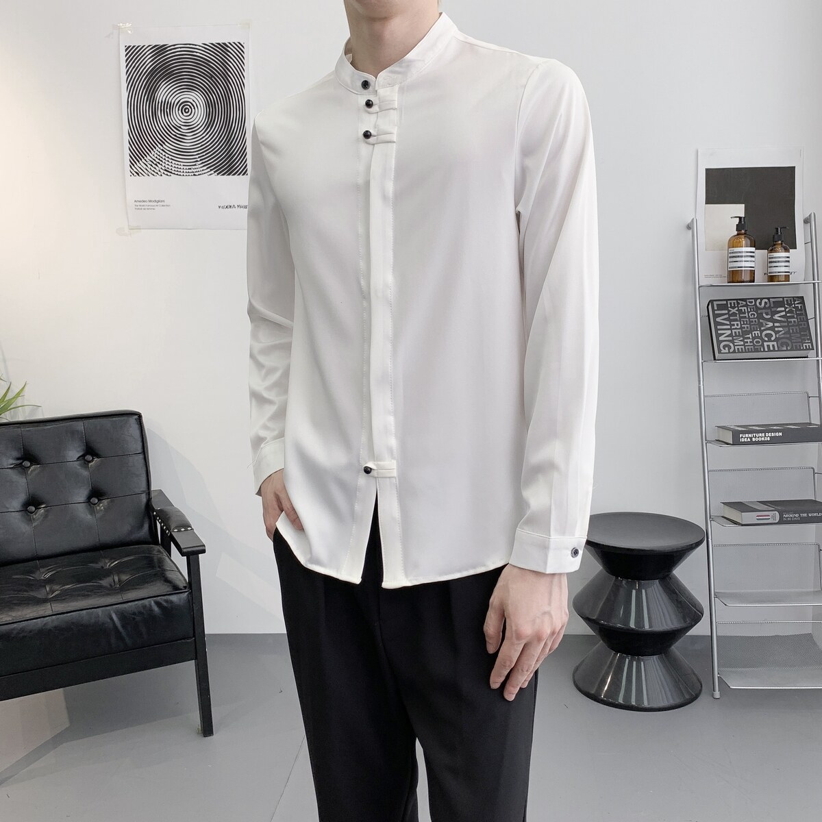 714A-F3062P50控69/2025春季新风立领衬衫餐厅ktv理发店制服,男装衬衫,星座714A（原电商C314）