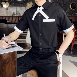 714A-C668P40/店主风2025夏季男士工作服班服短袖衬衫ktv衬衣潮流图片