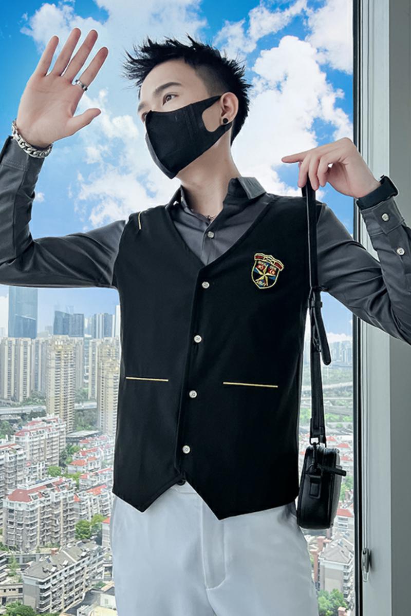 714A-H667P55控75/2025春季男士假两件衬衫简约制服ktv酒吧衬衣潮,男装衬衫,星座714A（原电商C314）