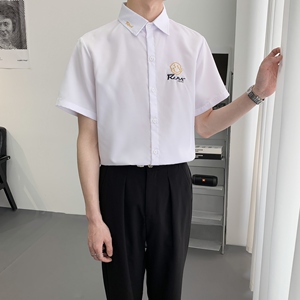 714A-C661P40控59/2025夏季男士短袖衬衫jk风工作服衬衣潮图片