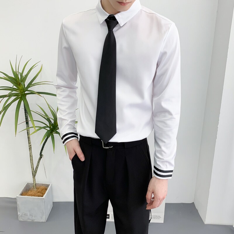 714A-D3038送黑领带P45控69/2025春季男士修身商务上班白衬衫制服,男装衬衫,星座714A（原电商C314）