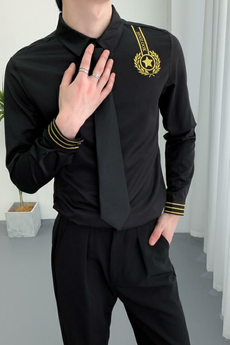 714A-D656P45控69/2025秋季新款男士长袖衬衫空少服衬衣修身制服,男装衬衫,星座714A（原电商C314）