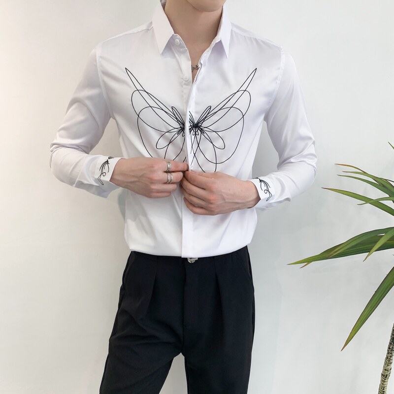 714A-D319P45控69/2025春季男士修身潮流帅气衬衣商务上班白衬衫,男装衬衫,星座714A（原电商C314）