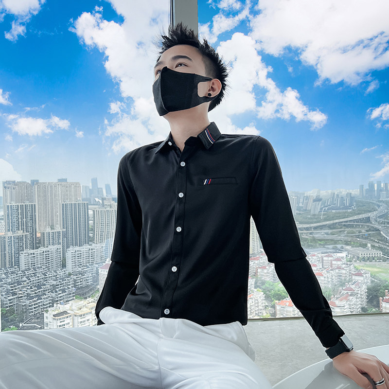 714A-D05P45控65/2025春季男士简约三色刺绣衬衫修身工作服衬衣,男装衬衫,星座714A（原电商C314）