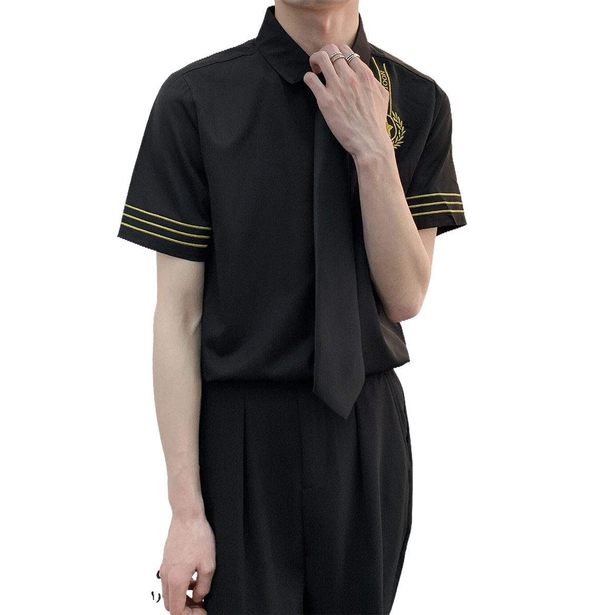 714A-C681P40控59/2025夏季新短袖半袖空少工作服衬衫ktv酒吧礼服,男装T恤,星座714A（原电商C314）