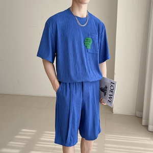 G6893P105控145轻熟风2025夏季潮版宽松休闲套装短袖T恤短裤一套，男装牛仔裤，星座714A（原电商C314）