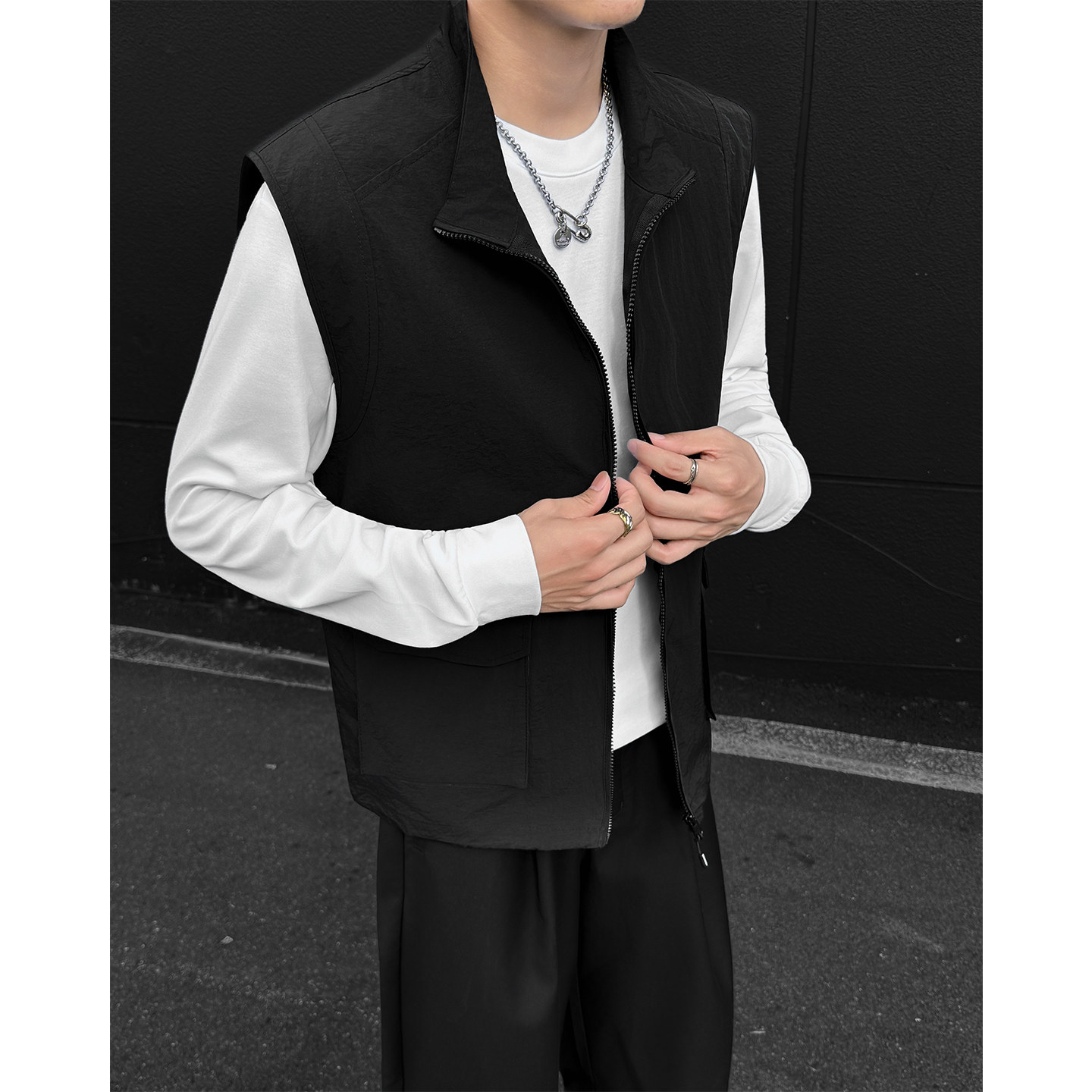 714A-M3094P48控68/2025秋季新款立领时尚马甲无袖外套工作服坎肩,男装背心/马甲,星座714A（原电商C314）