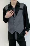 714A-H3020P55控88/2025秋暗黑冷淡衬衫发型师美容厅假两件工作服，男装衬衫，星座714A（原电商C314）