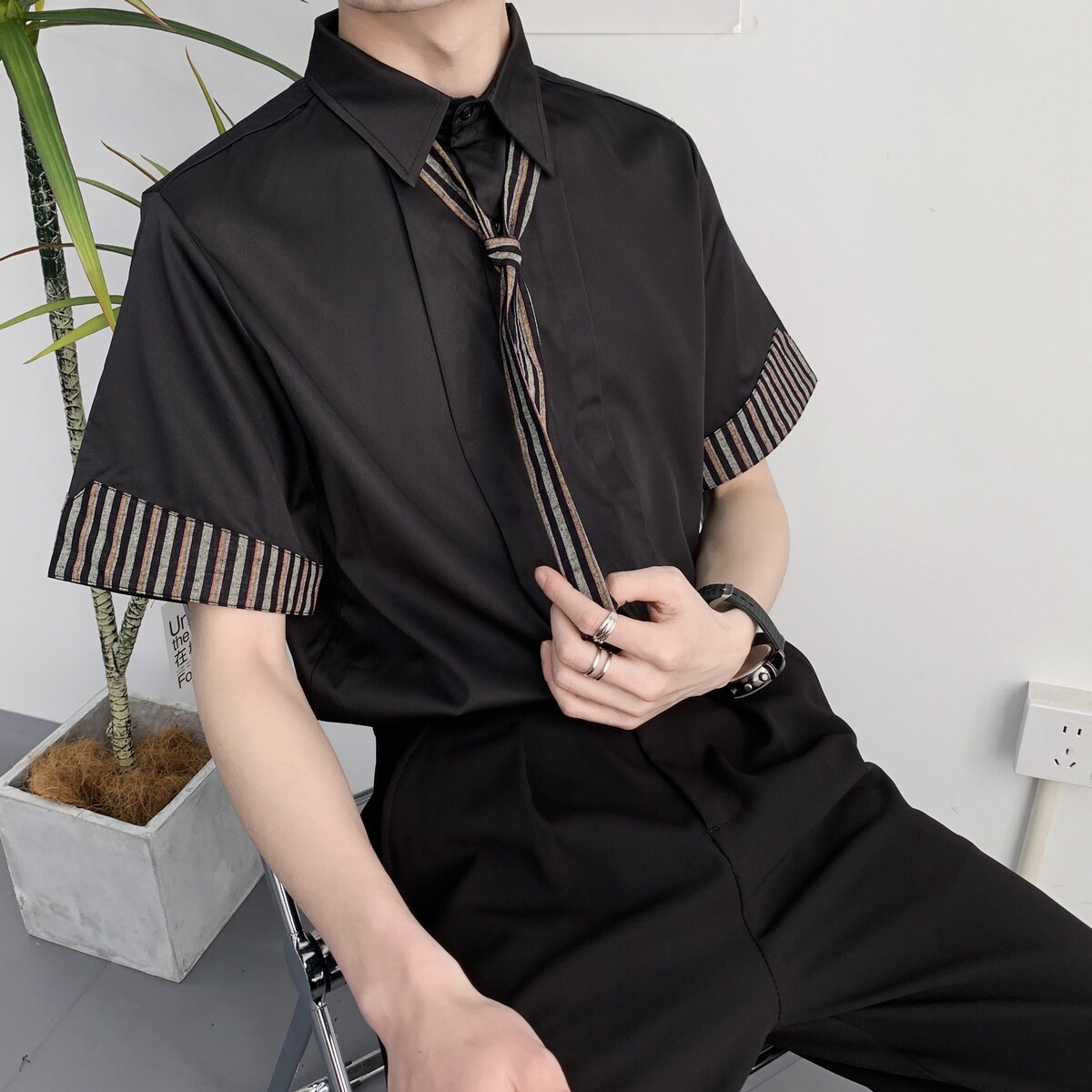 714A-D641P45控69/2025夏季男士长袖衬衫工作服衬衣餐厅制服衬衣,男装衬衫,星座714A（原电商C314）