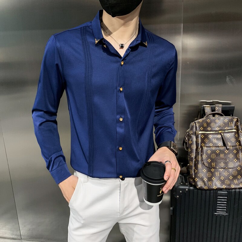 C314-9223P40/店主风2025春季酒吧餐厅发型师工作服衬衣衬衫潮，男装衬衫，星座714(原C313)