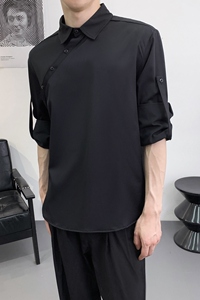 714A-F3063P50控69/2025秋季新款日系韩版发型师工作服衬衫潮制服图片