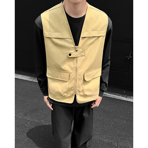 714A-M3097P48控79/2025秋季新马甲工作服坎肩美式多口袋工装休闲图片