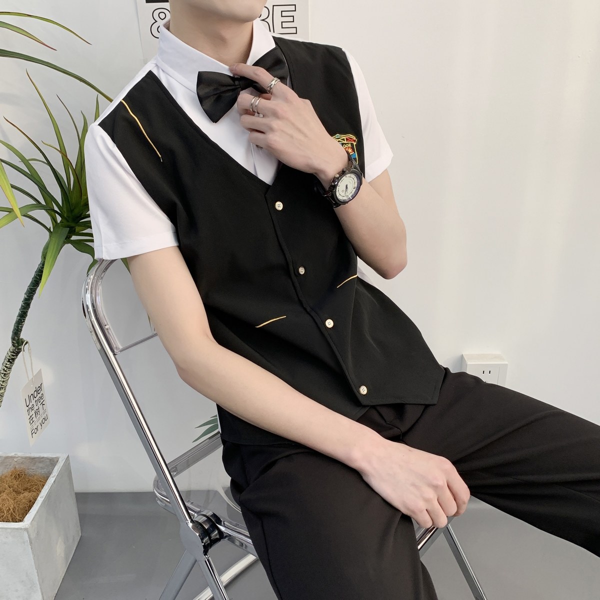 714A-H669P55控79/2025新款夏季KTV酒吧台球城工作服短袖衬衫图片