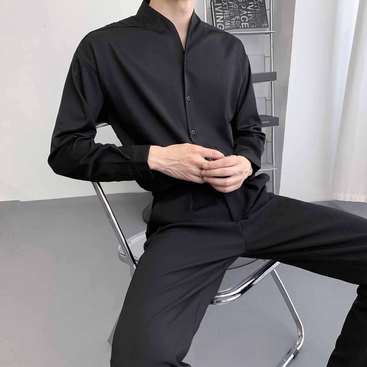 714A-D3041P45控69/2025秋季理发店工作服日系潮版制服立领风,男装工装外套,星座714A（原电商C314）