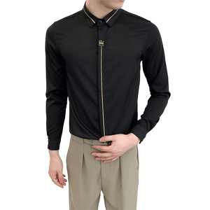 714A-D616P45控69/2025春季男士修身绣花衬衫工作服ktv少爷制服图片