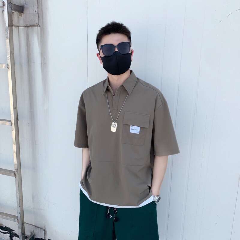 714A-G8030P85控135/2025夏男宽松日系小标工装短袖衬衫潮版夏装,男装T恤,星座714A（原电商C314）