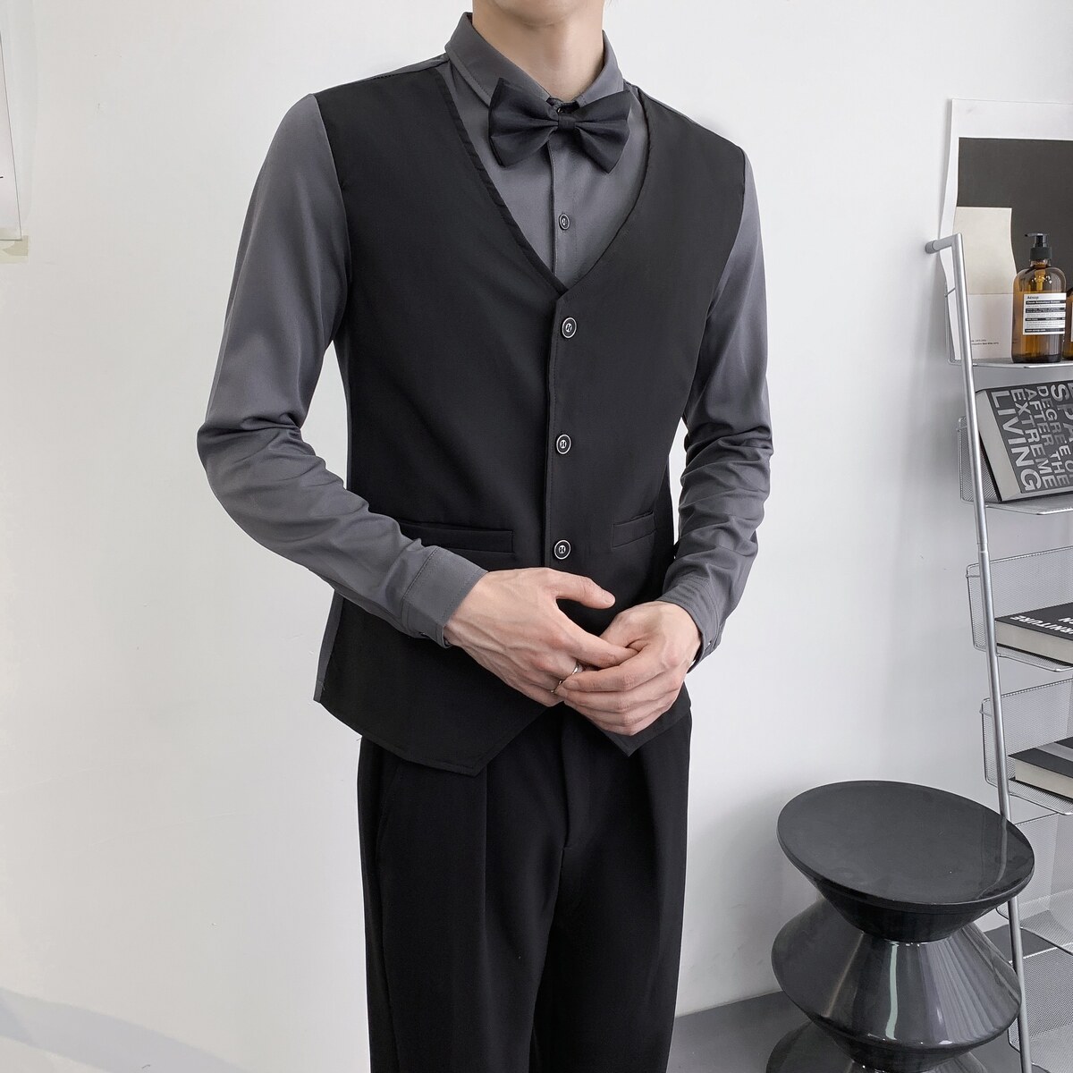714A-H3067P55控79/2025秋季简约假两件衬衫ktv酒吧餐厅台球制服,男装衬衫,星座714A（原电商C314）