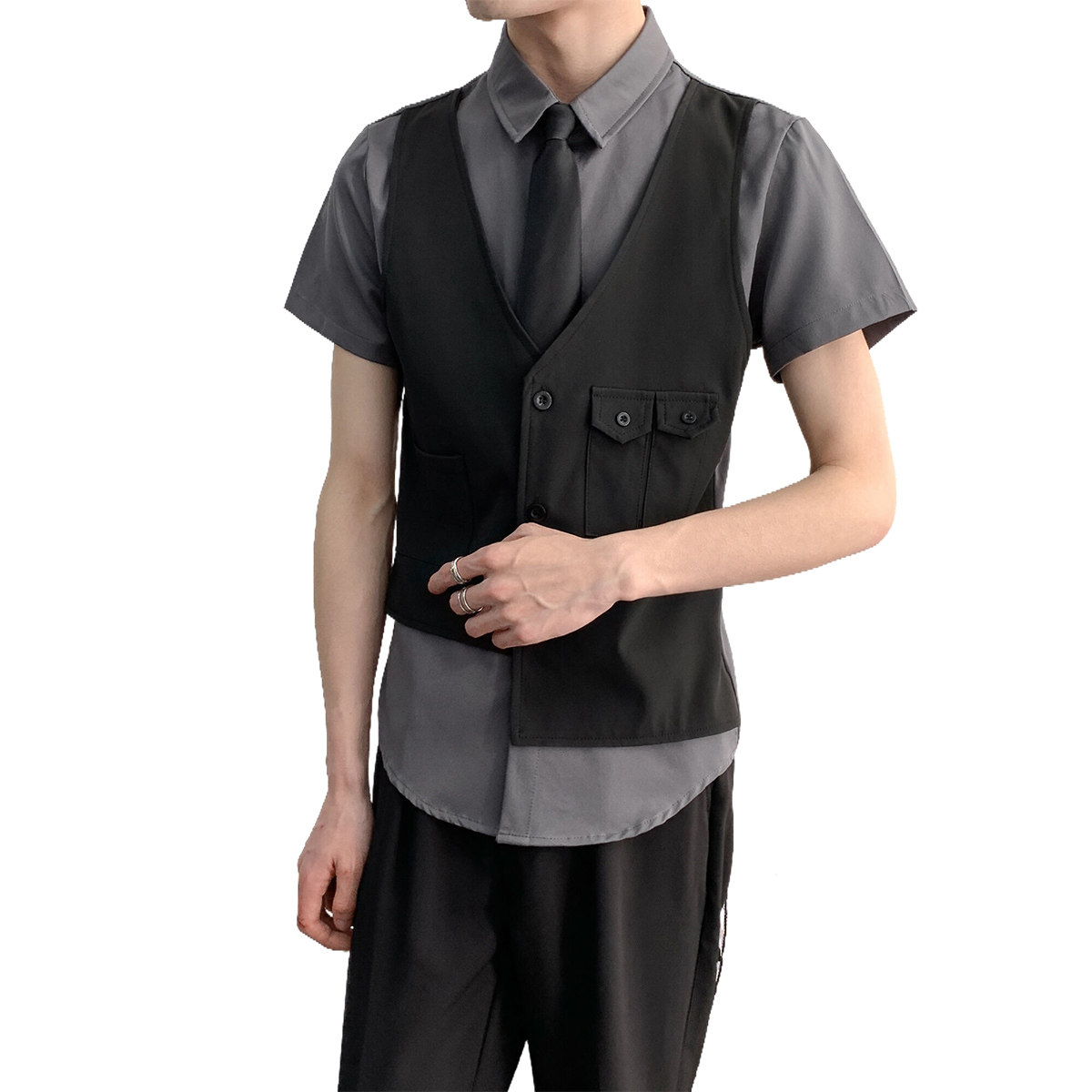 714A-H6003P55控78/2025夏季新男女工作服衬衫假两件ktv酒吧制服,男装衬衫,星座714A（原电商C314）