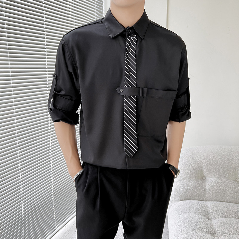 714A-H3009P55控75/轻熟风2025春型男工作服衬衫潮衬衣潮S-5XL,男装衬衫,星座714A（原电商C314）
