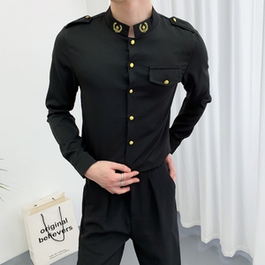 714A-D610P45控69/2025春季新款男士长袖衬衫空少服衬衣发型师装图片