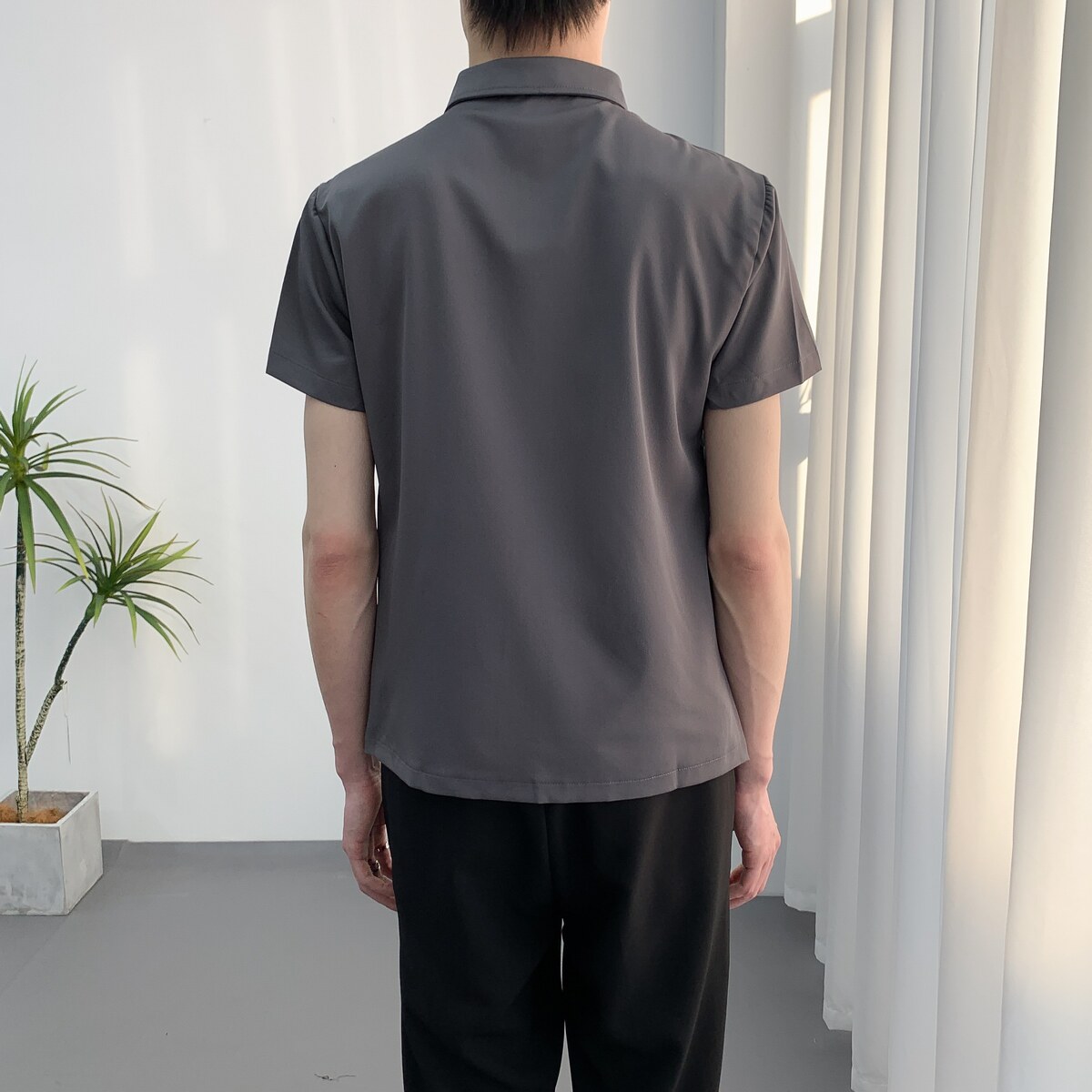 714A-H6005P55P55控78/2025夏季短袖衬衫假两件工作服简约制服,男装T恤,星座714A（原电商C314）