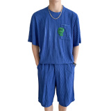 G6893P105控145轻熟风2025夏季潮版宽松休闲套装短袖T恤短裤一套，男装牛仔裤，星座714A（原电商C314）