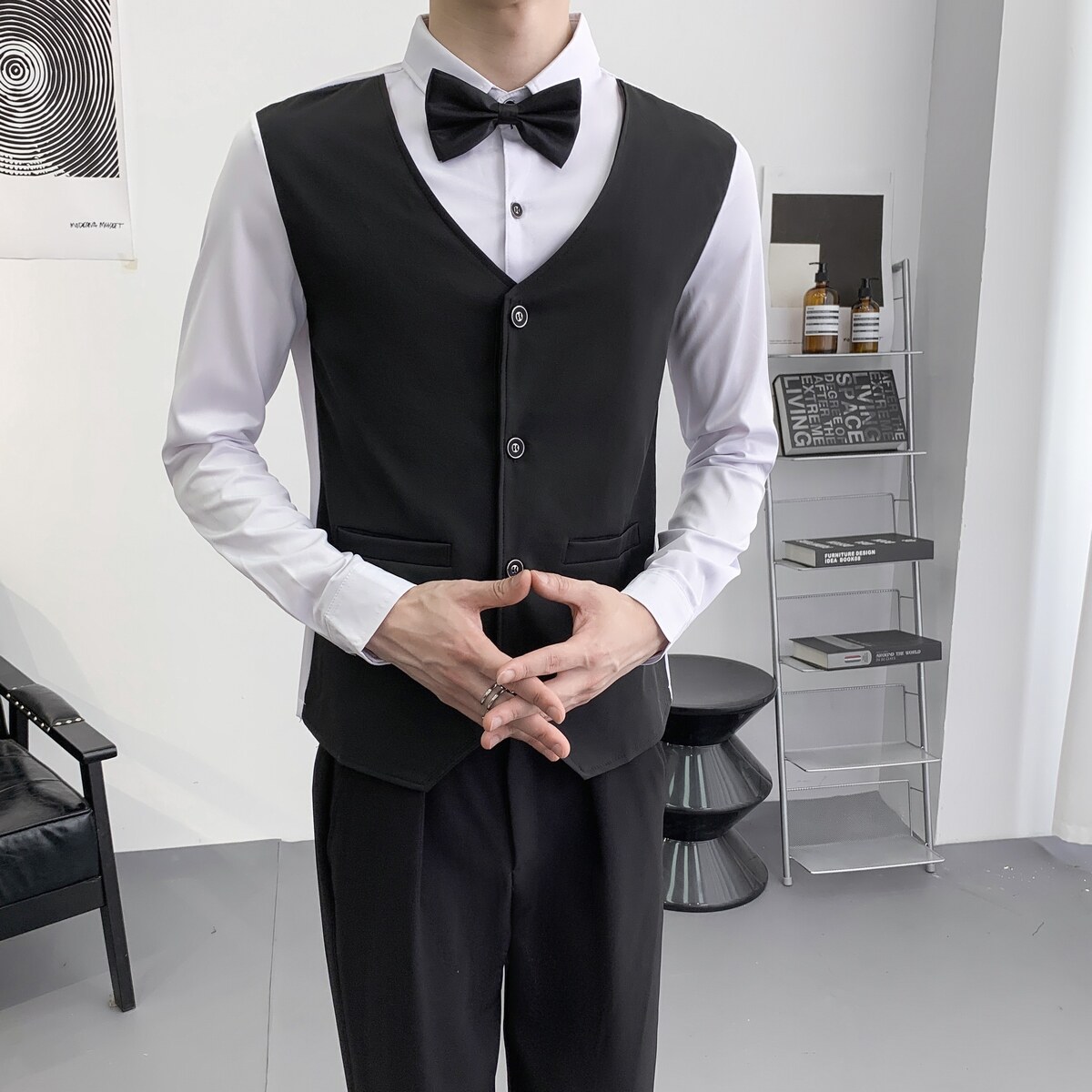 714A-H3067P55控79/2025秋季简约假两件衬衫ktv酒吧餐厅台球制服,男装衬衫,星座714A（原电商C314）