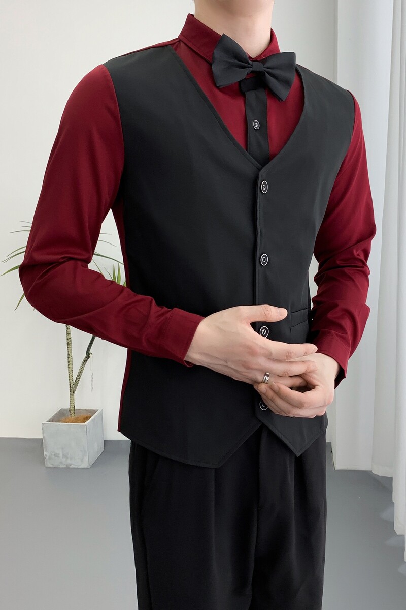 714A-H6007P55控88/2025春季ktv酒吧发型师夜店马甲衬衫工作服潮,男装衬衫,星座714A（原电商C314）