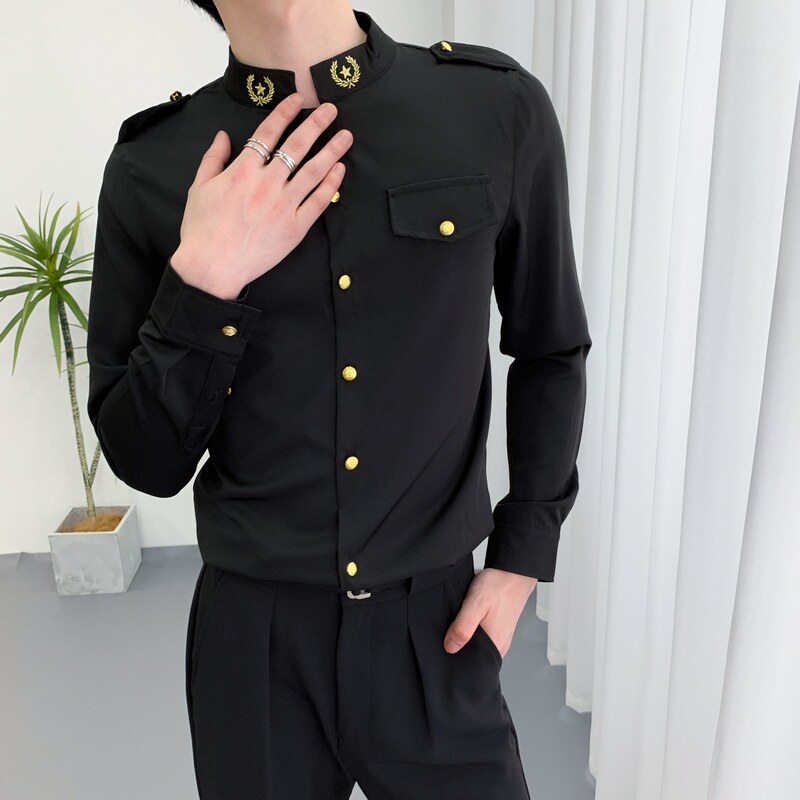 714A-D610P45控69/2025春季新款男士长袖衬衫空少服衬衣发型师装,男装衬衫,星座714A（原电商C314）