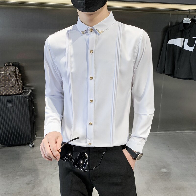 714-9223P40/店主风2025春季男士工作服衬衫潮流制服衬衣男图片