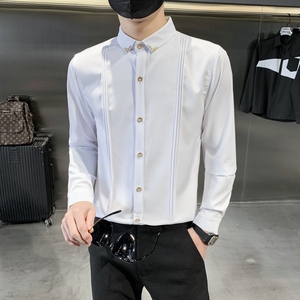 714-9223P40/店主风2025春季男士工作服衬衫潮流制服衬衣男图片