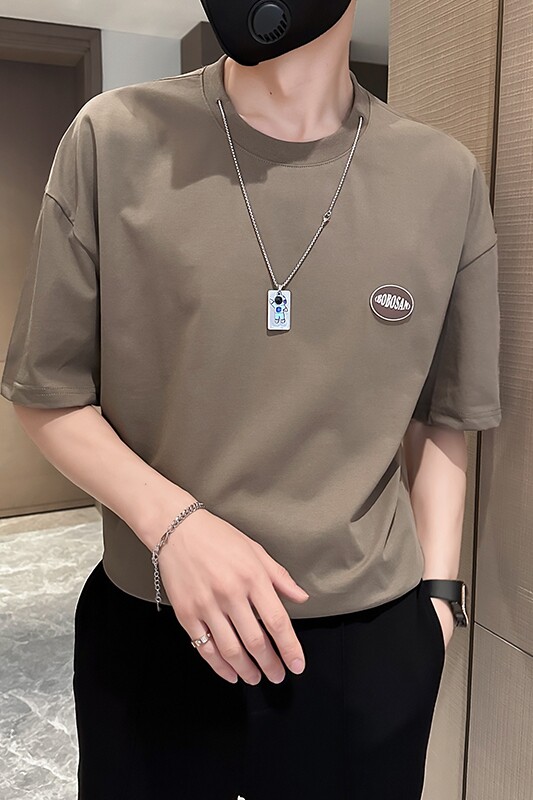 Z86101P45控65/2025夏季男士圆领棉T恤宽松青少年短袖tee自带项链,男装T恤,星座714A（原电商C314）