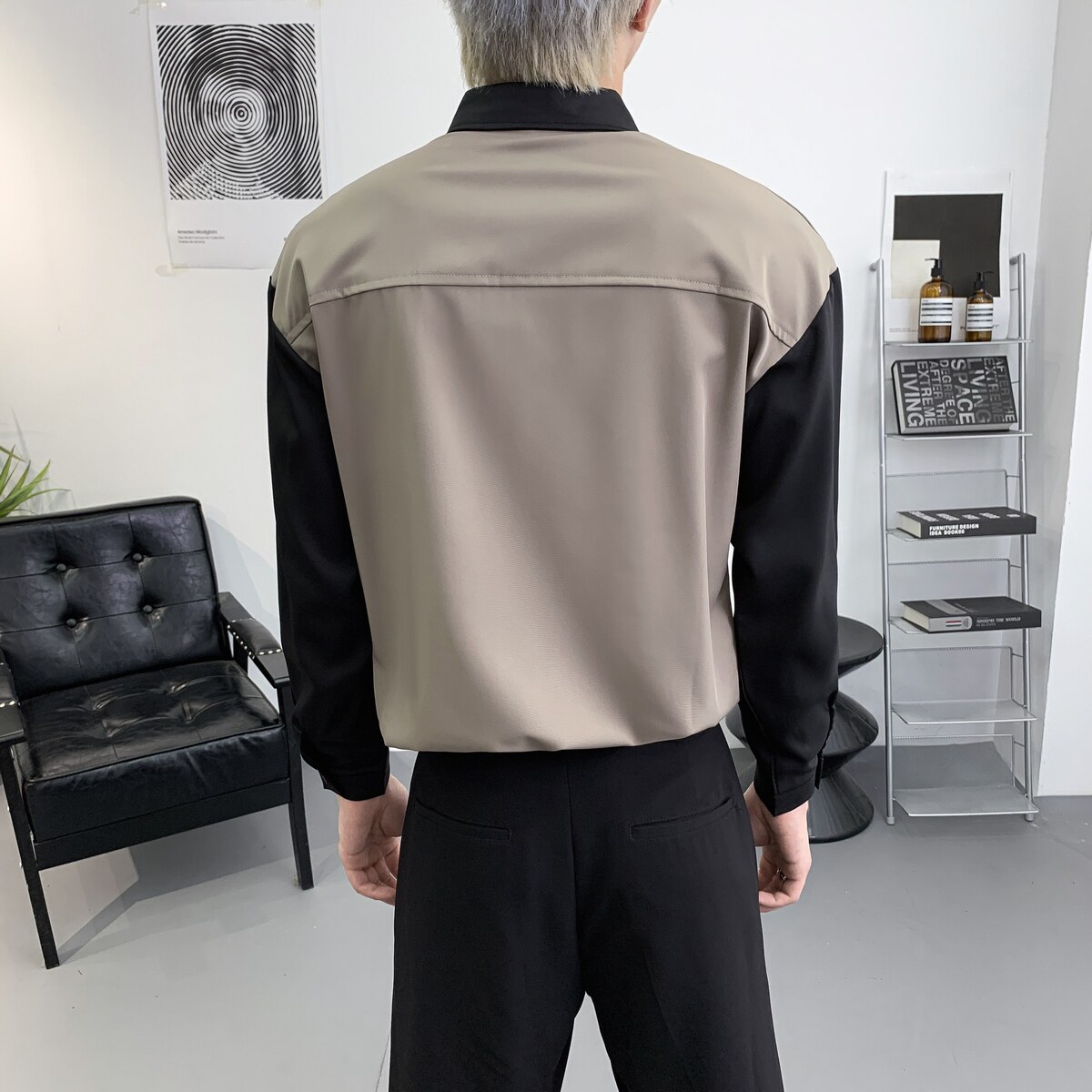 714A-D3034P45控69/2025秋季拼色宽松长袖衬衫潮流工作服衬衣,男装衬衫,星座714A（原电商C314）